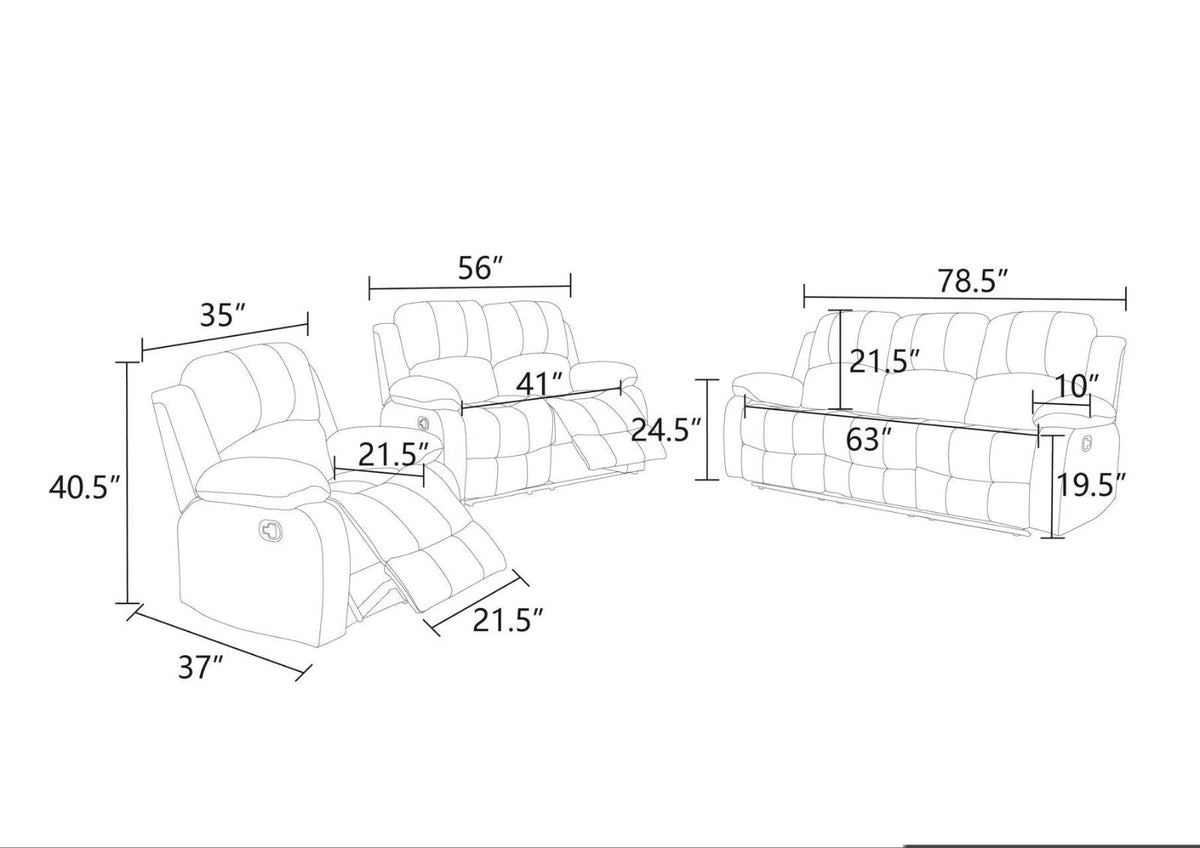 Bonded Leather 3-Piece Manual Reclining Sofa Set - product image 9