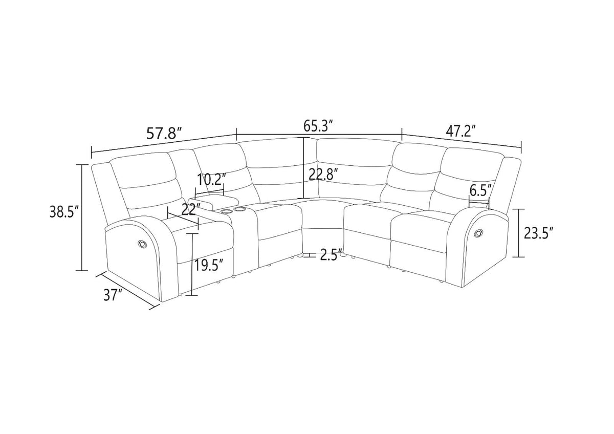 Black Semi-PU Breathable Leather Reclining 3-Piece Sofa Set - product image 3