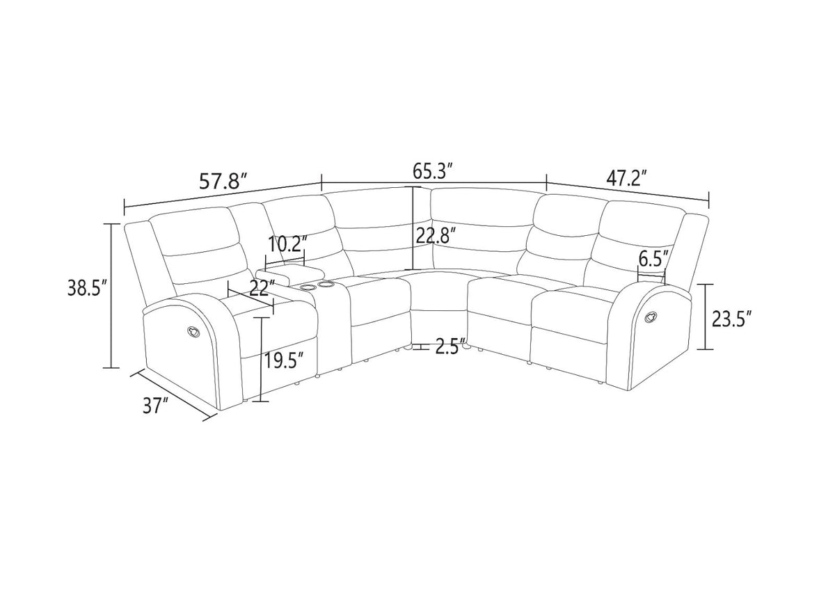 Brown Stripe Fabric 3-Piece Power Reclining Sofa Set - product image 3