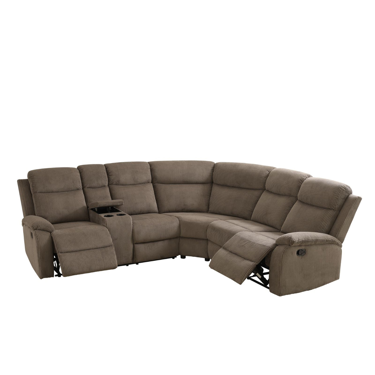 Brown Stripe Fabric 3-Piece Reclining Sofa Set - product image 3