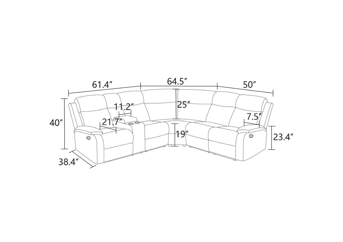 Brown Stripe Fabric 3-Piece Reclining Sofa Set - product image 4