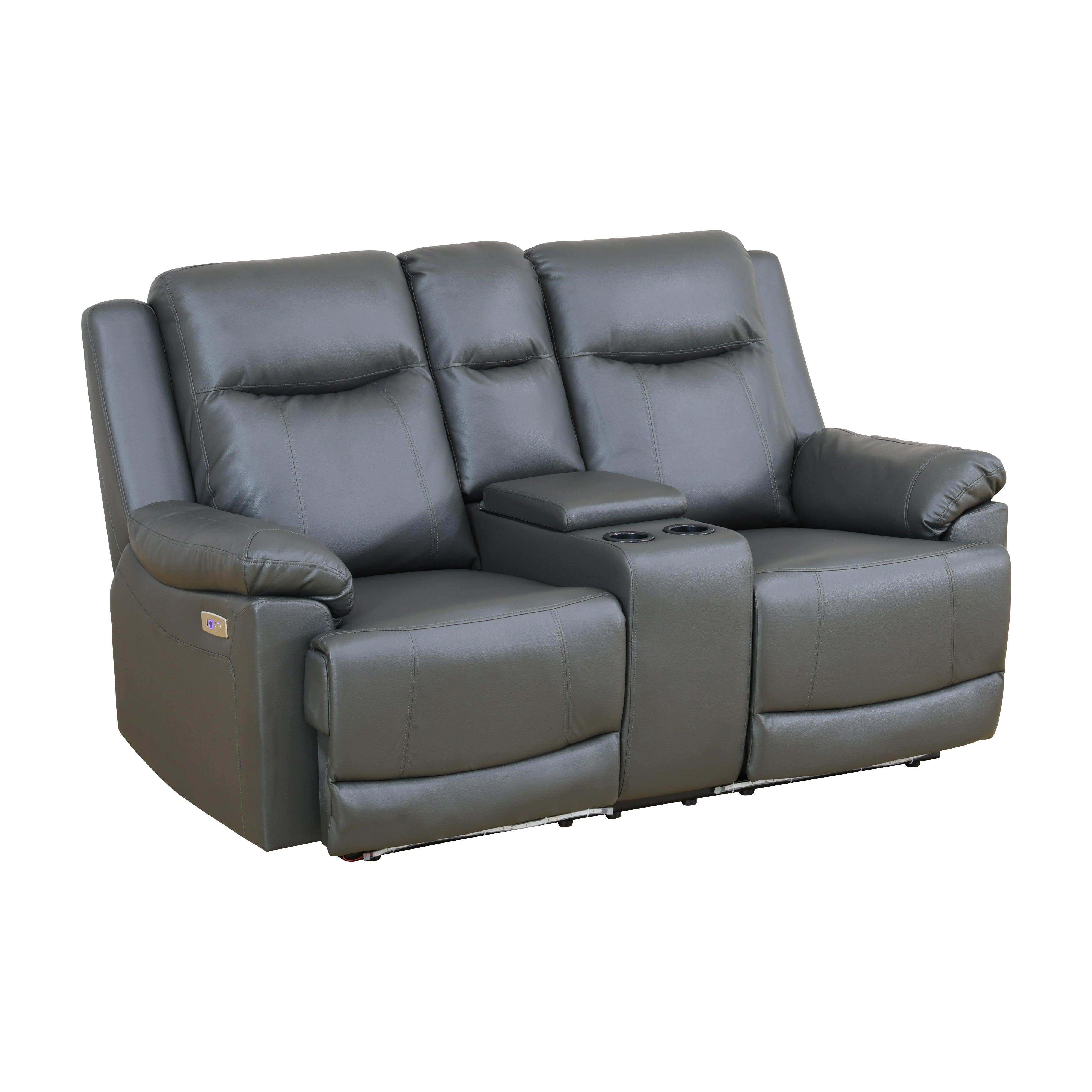 Ainehome Dark Grey Breathing Leather Chair Living Room Sofa