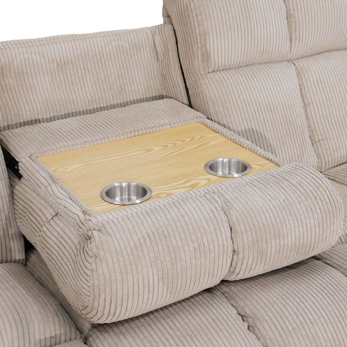 Off-White Stripe Fabric Reclining 3-Piece Sofa Set - product image 2