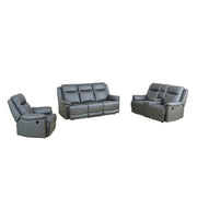 Deep Gray Breathing Leather 3-Piece Living Room Recliner Sofa set