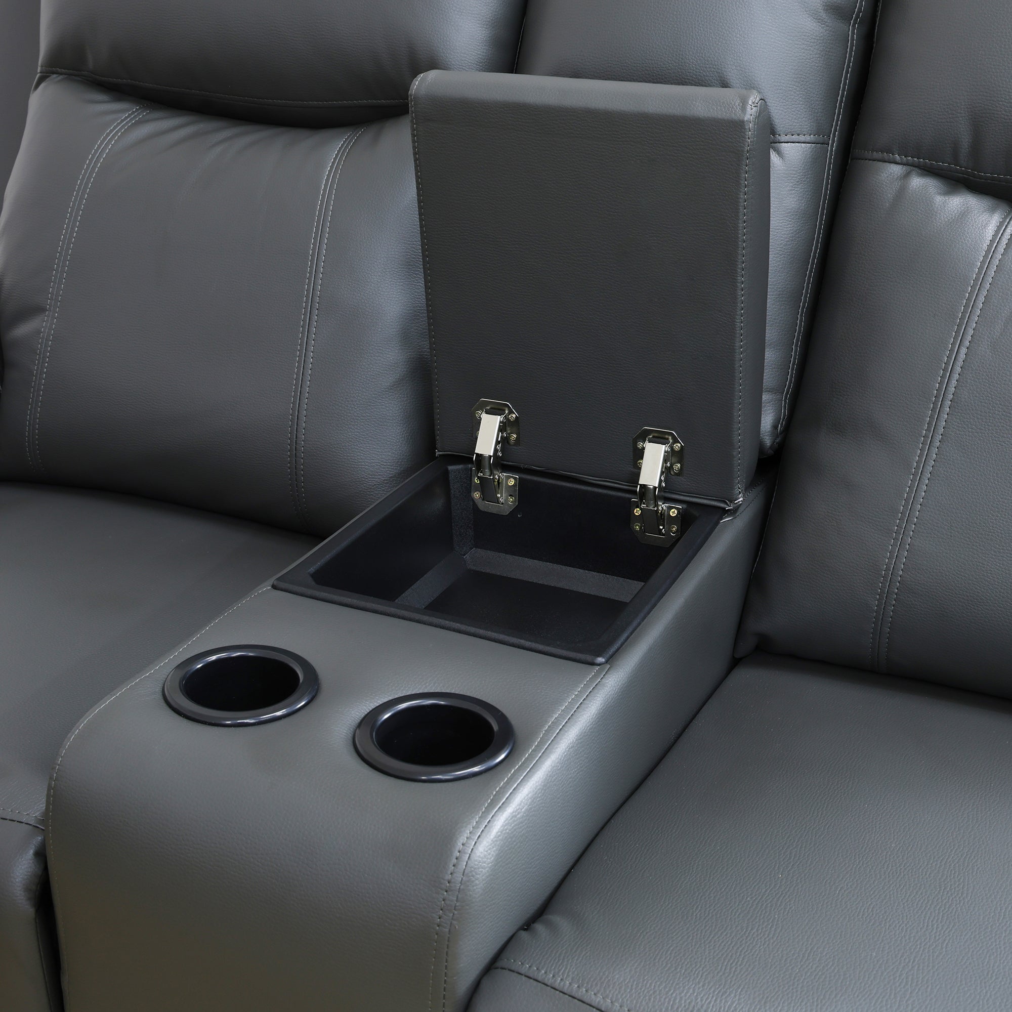 Deep Gray Breathing Leather 3-Piece Living Room Recliner Sofa set