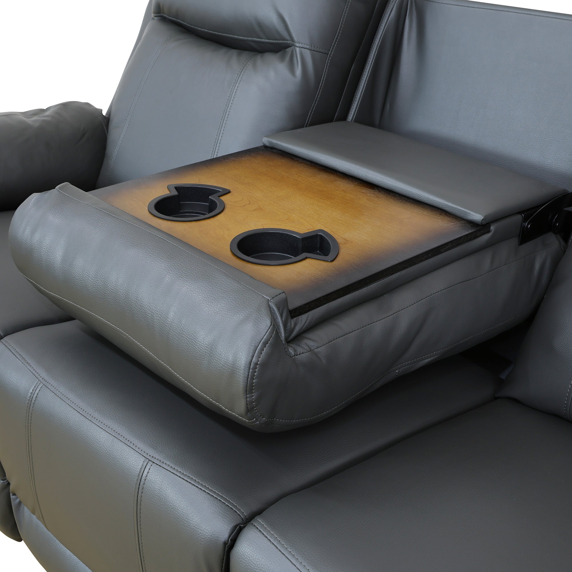 Deep Gray Breathing Leather 3-Piece Living Room Recliner Sofa set