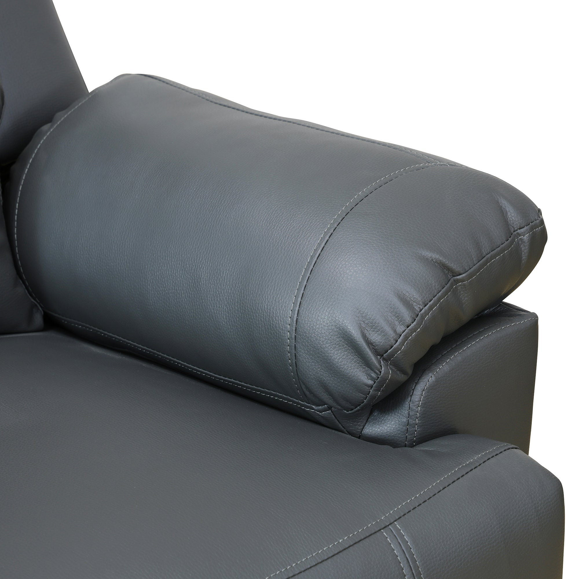 Deep Gray Breathing Leather 3-Piece Living Room Recliner Sofa set