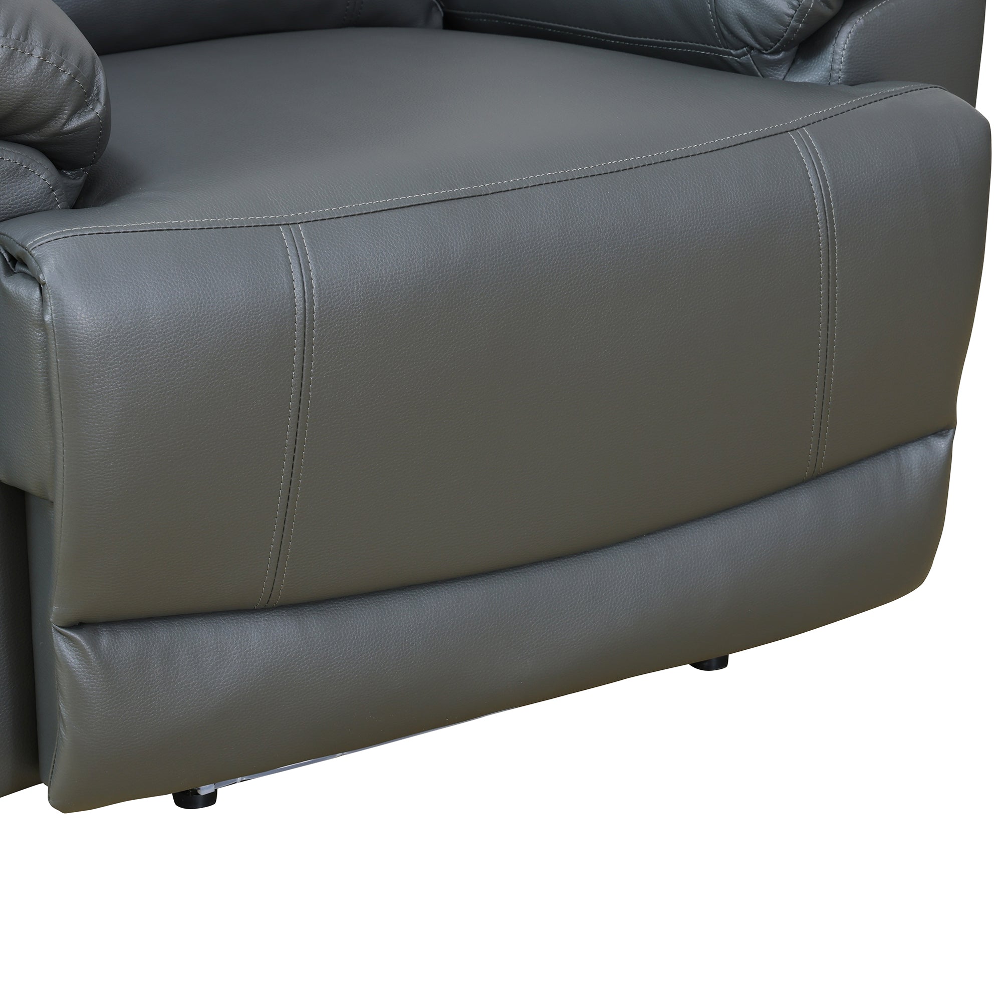 Deep Gray Breathing Leather 3-Piece Living Room Recliner Sofa set