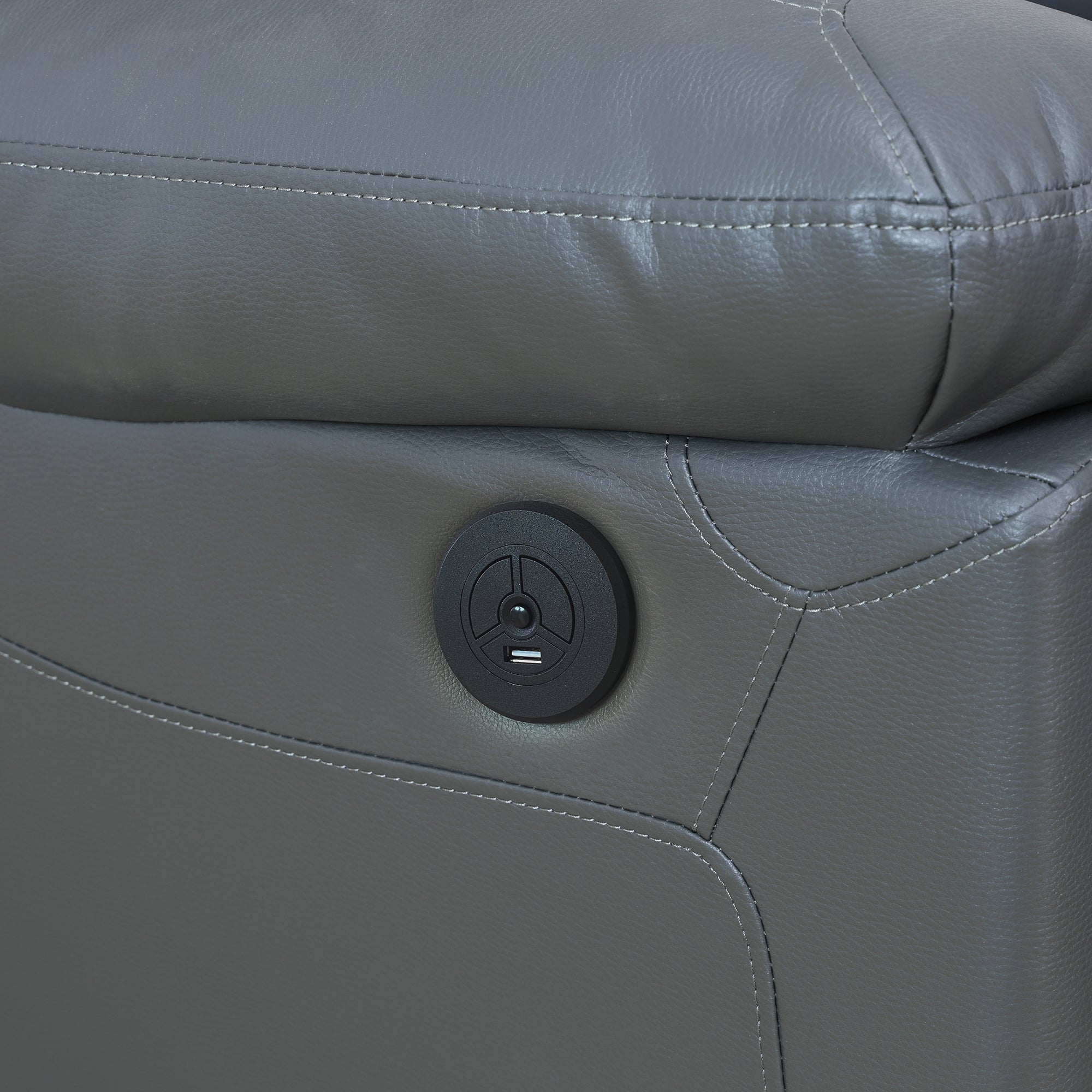 Deep Gray Breathing Leather 3-Piece Living Room Recliner Sofa set