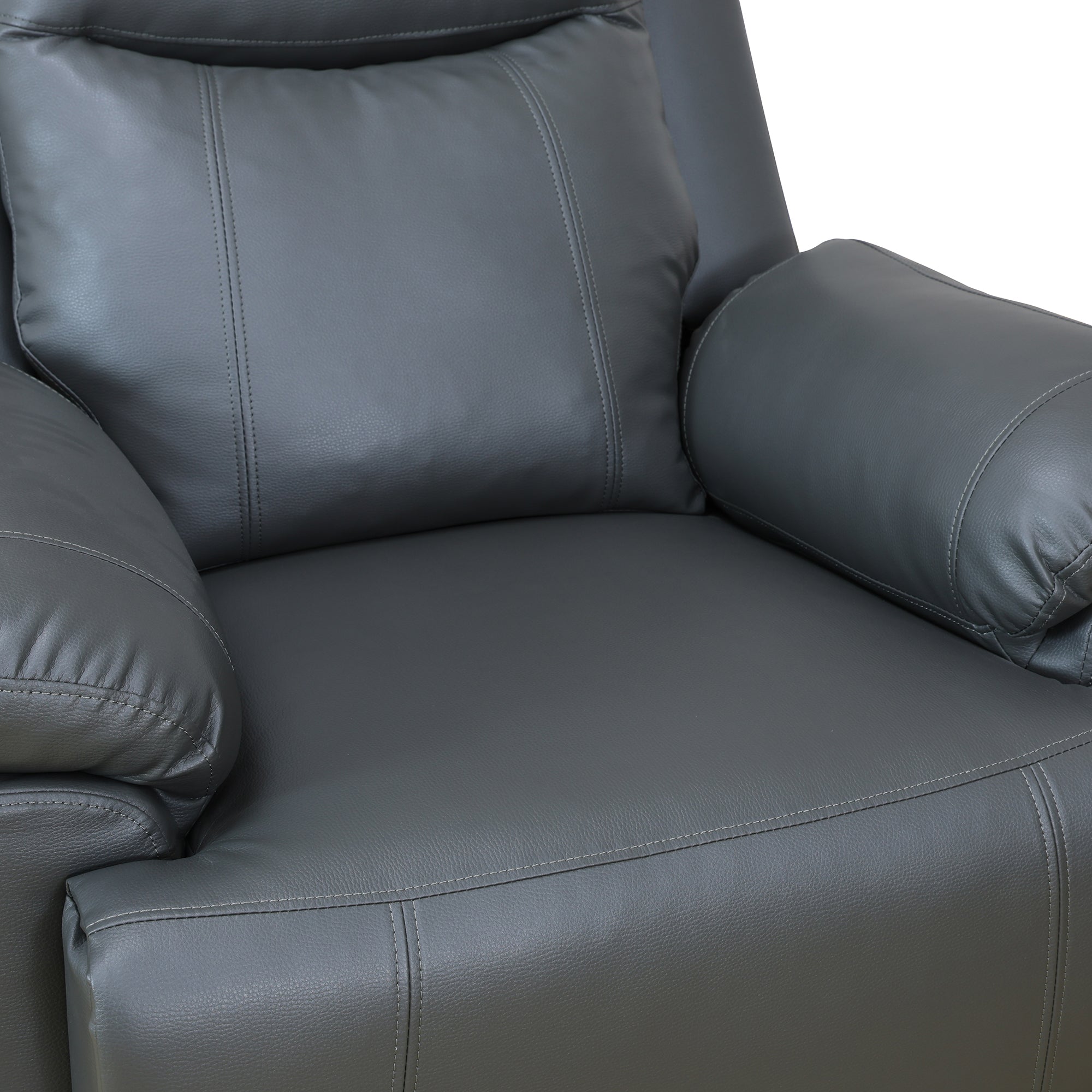 Deep Gray Breathing Leather 3-Piece Living Room Recliner Sofa set