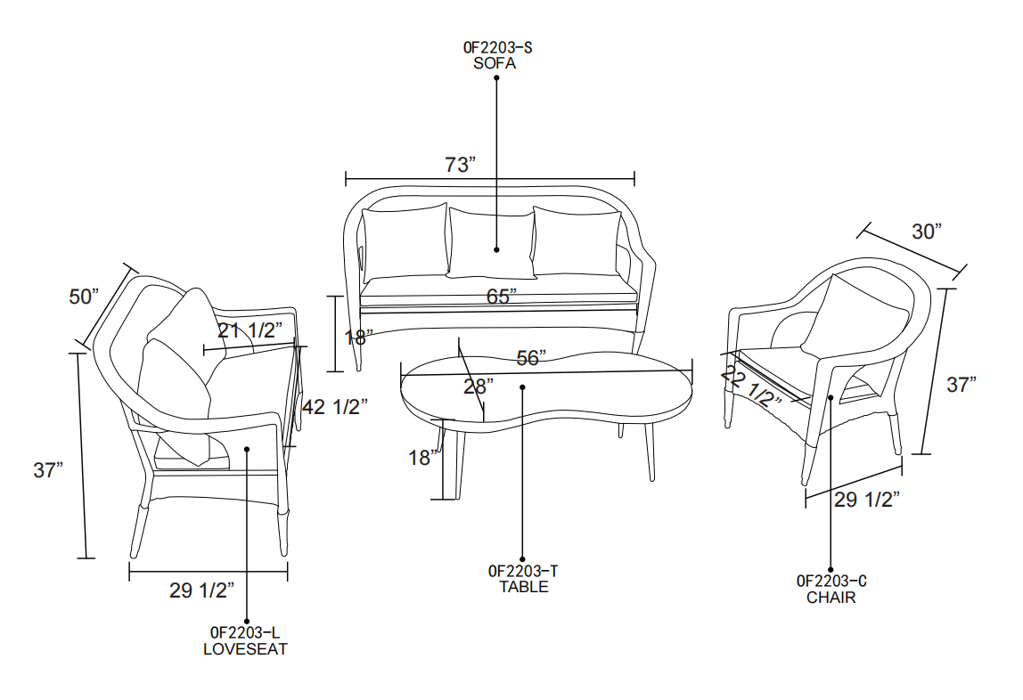 Espresso Polyethylene and Iron 5-Piece Outdoor Sofa Set - product image