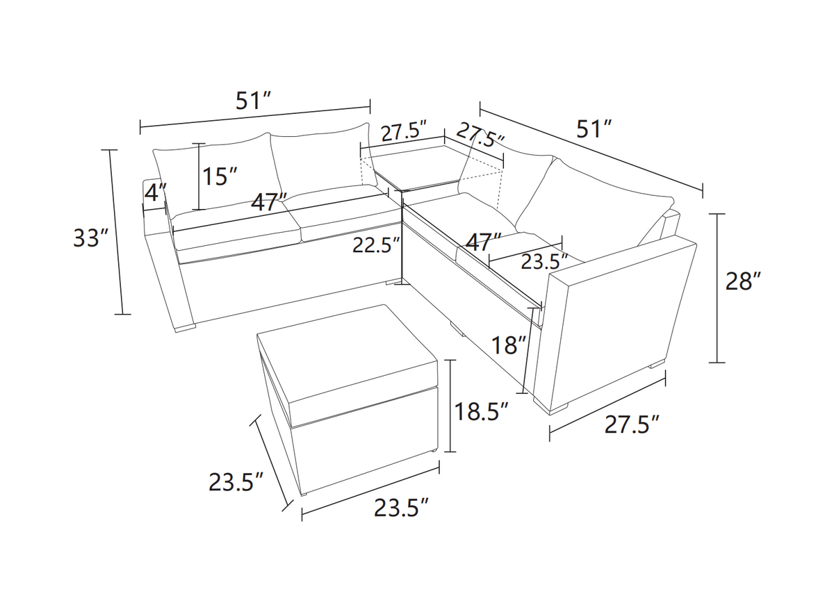 Gray Polyethylene and Iron 4-Piece Outdoor Seating Set - product image