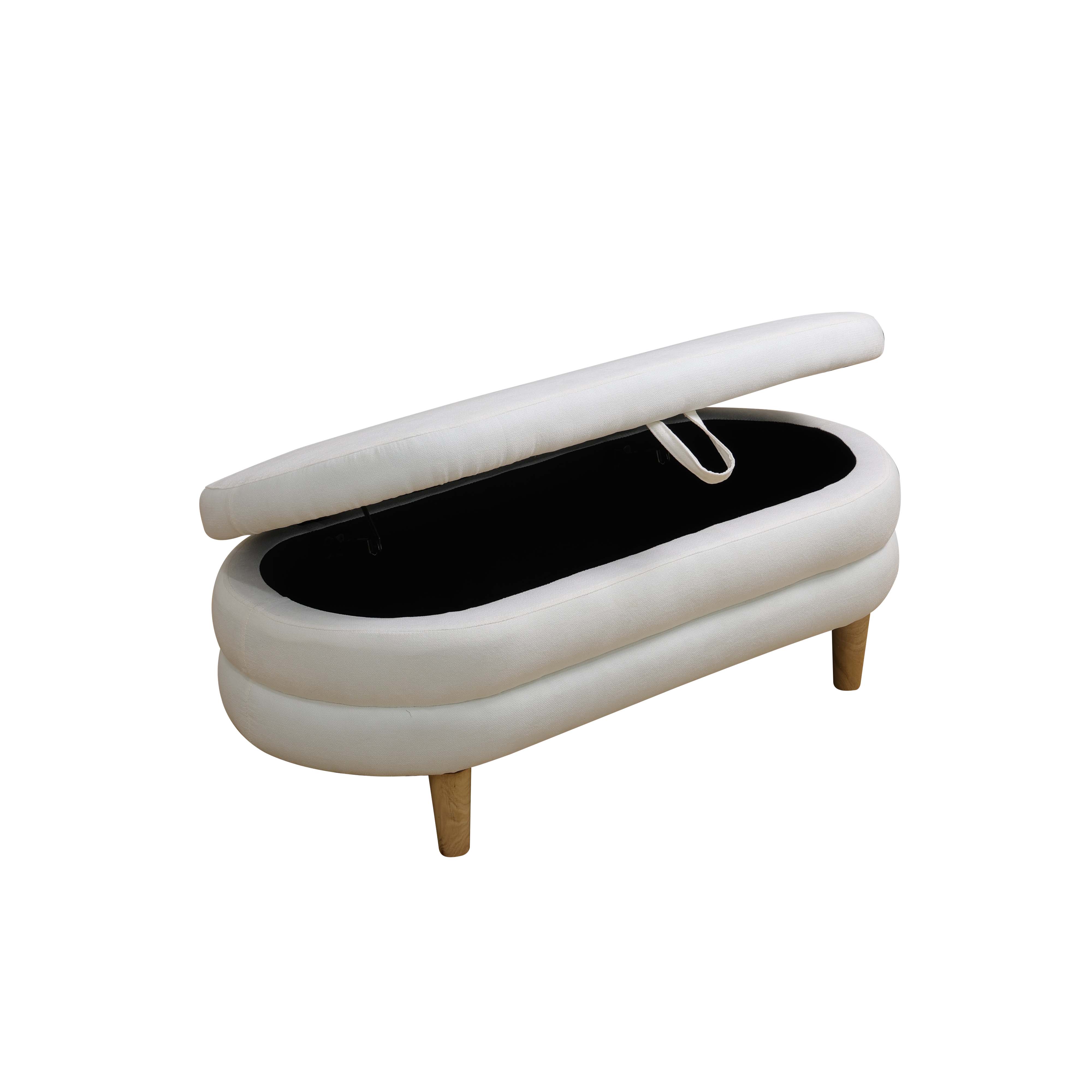 White Calico living room Storage Ottoman
