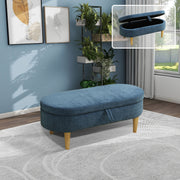 Blue Faux Fur Storage Ottoman with Large Compartment - Pickup in LA