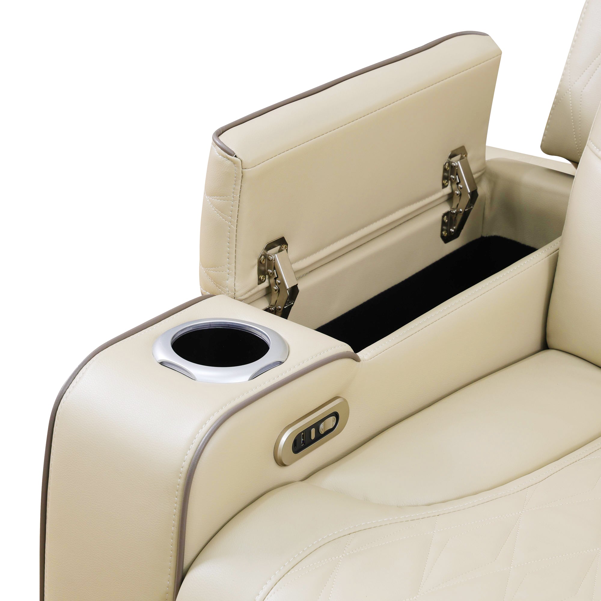 Beige Breathing Leather 3-Piece Living Room Recliner Sofa set（Shipping takes 5 days for delivery）