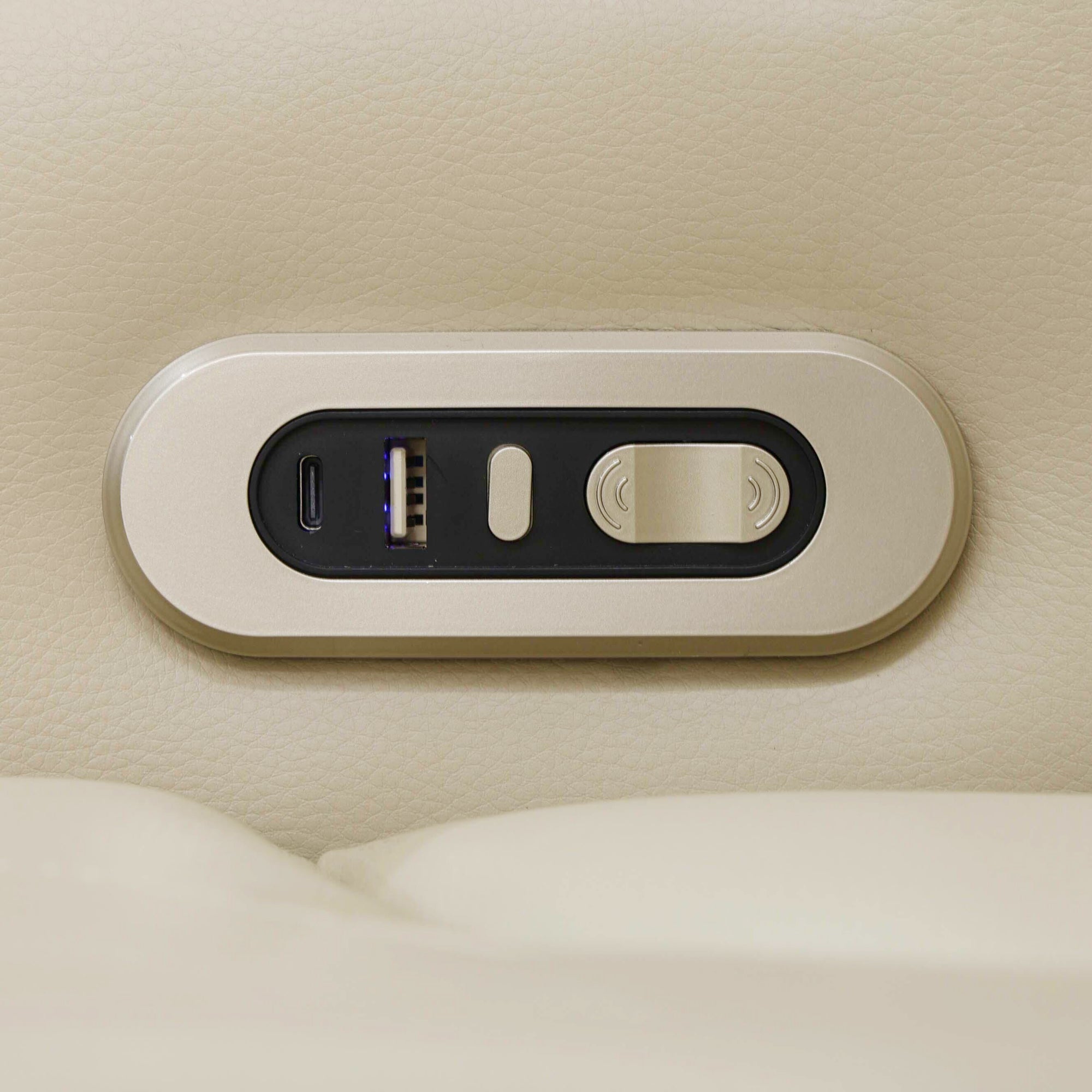 Beige Breathing Leather Living Room Recliner Chair