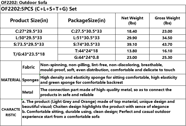 73.5-Inch Yellow PE and Iron 5-Piece Outdoor Sofa Set - product image