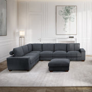 Dark Gray Corduroy 6-Piece Sofa Set