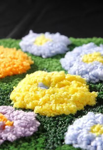 Green moss and fresh floral flocked rug for living room, coffee table, bedroom, bedside rug, thickened non-slip floor mat/foot mat.