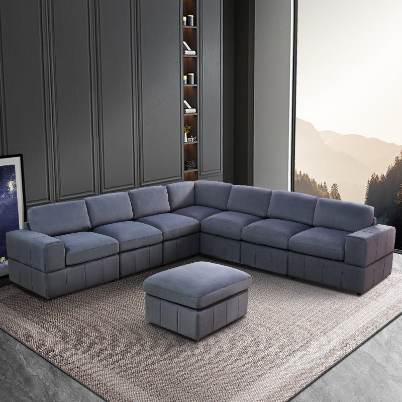 Ainehome Navy Blue Corduroy 6-Seater Combo Sofa Set