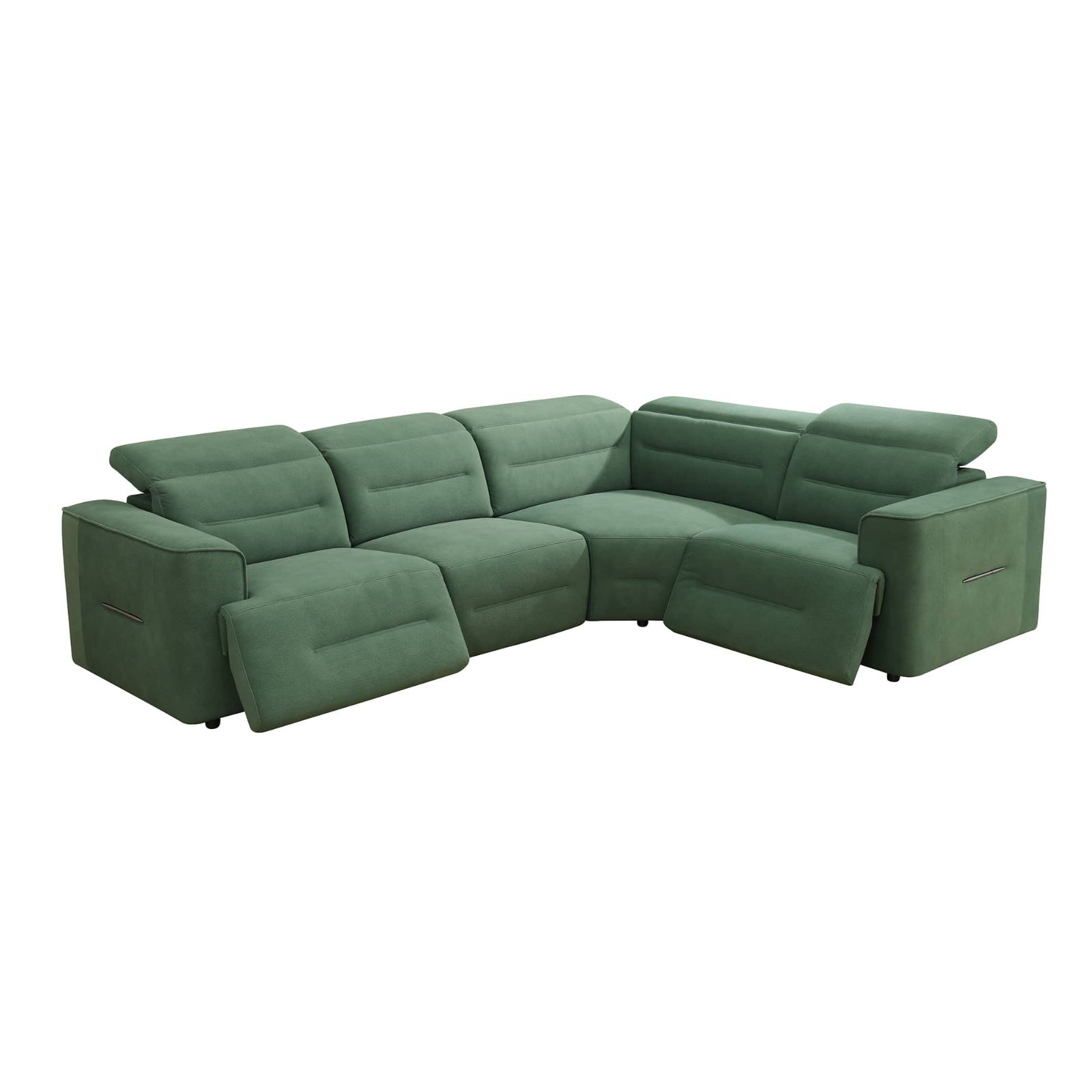Green Flannel 4-Piece Living Room Recliner Sofa Set