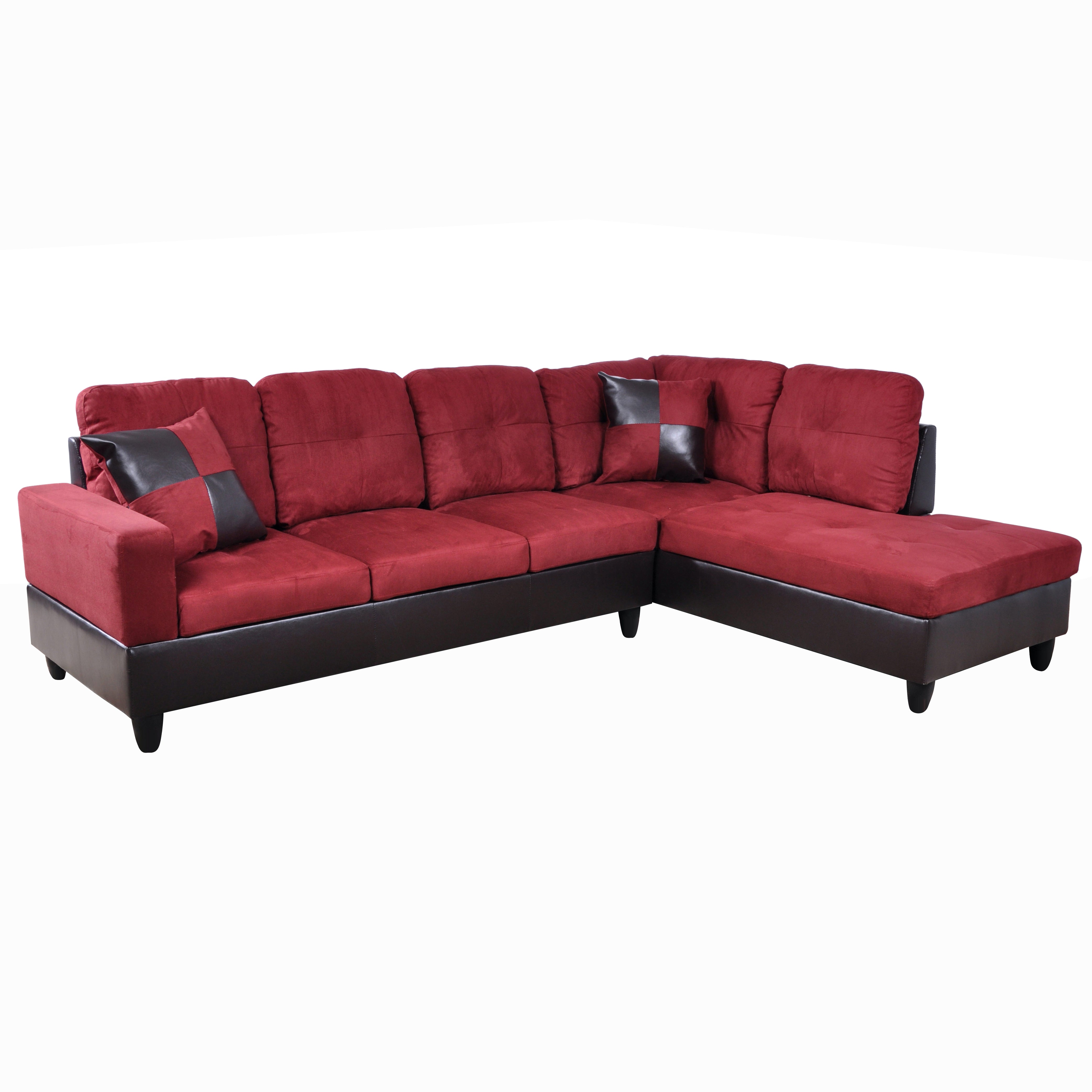 Conjunto de sofá seccional en forma de L de franela roja de Ainehome para sala de estar