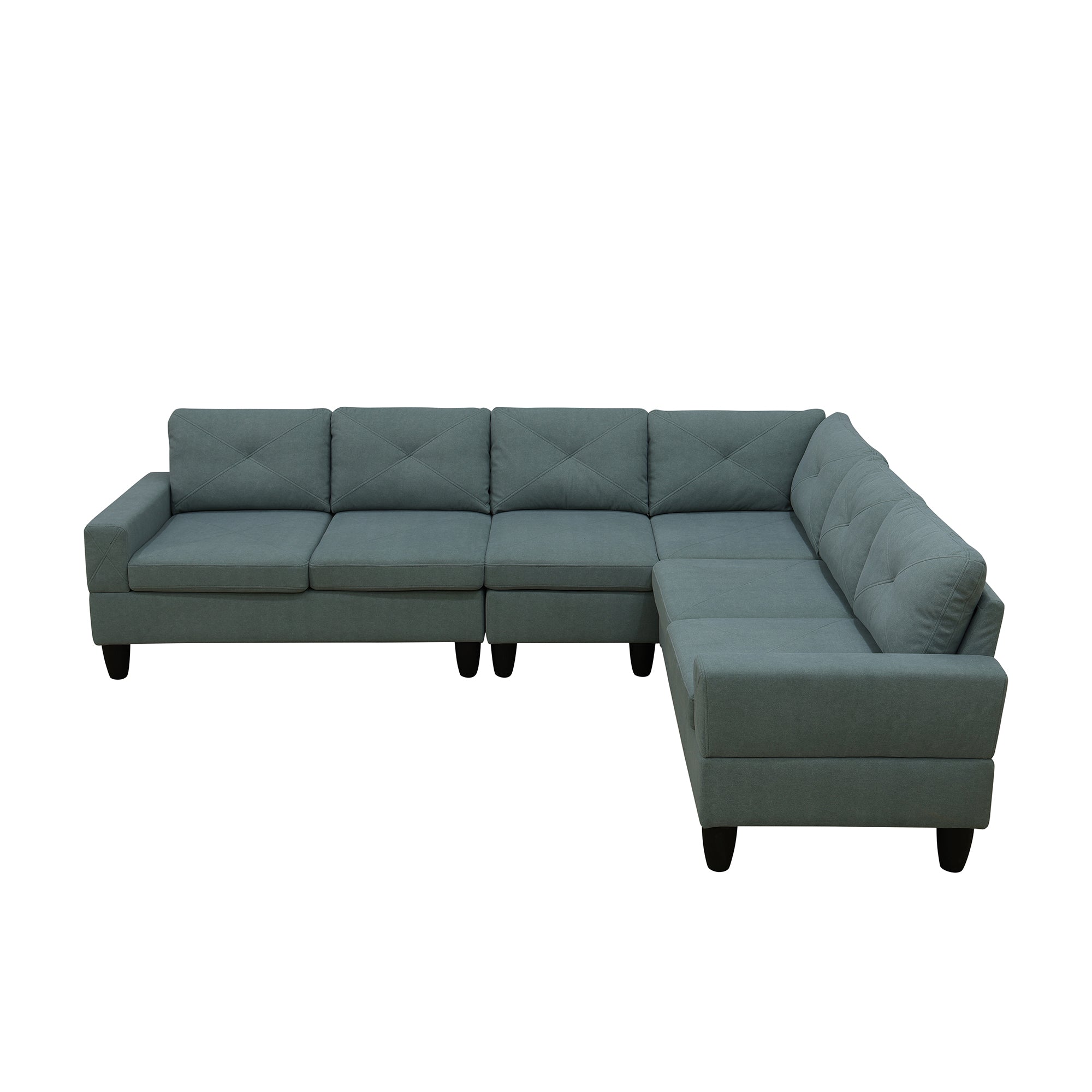 Ainehome Dendrobium Green Calico 4-Piece Living Room Sofa Set