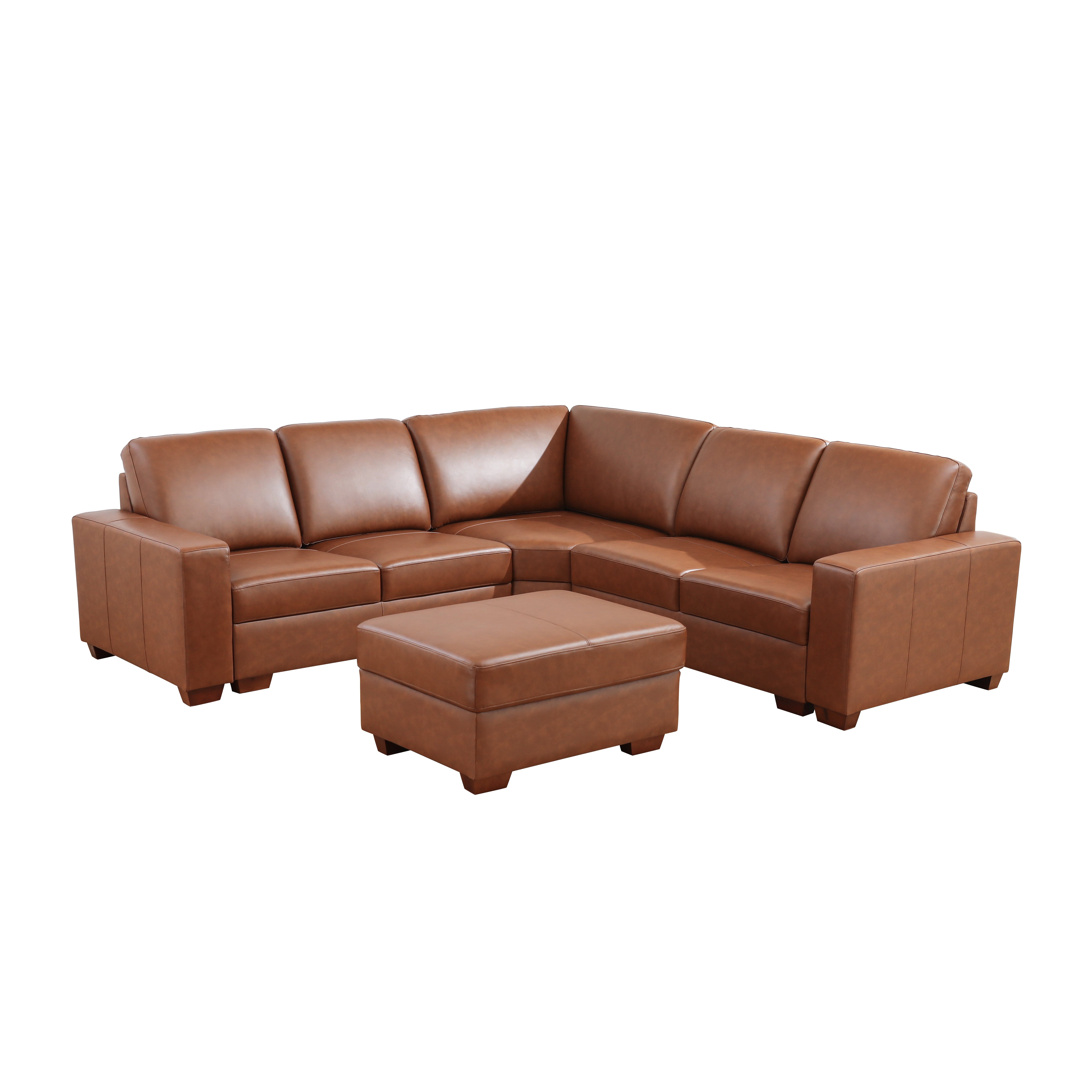 Ainehome Brown Top Cowhide 5 Position Sofa and Chair Set