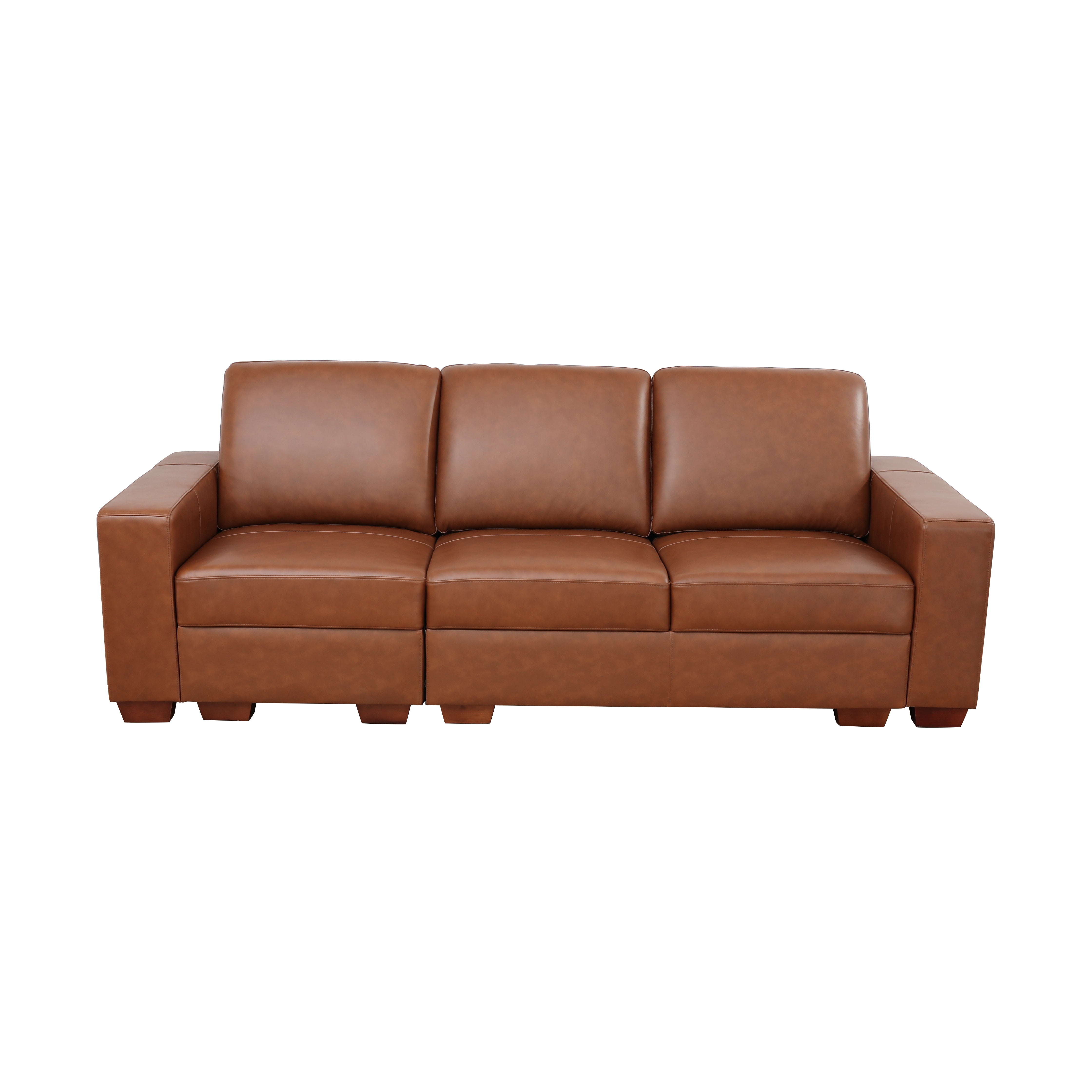 Conjunto de sofá y silla 3+2 en piel de vaca marrón de Ainehome 