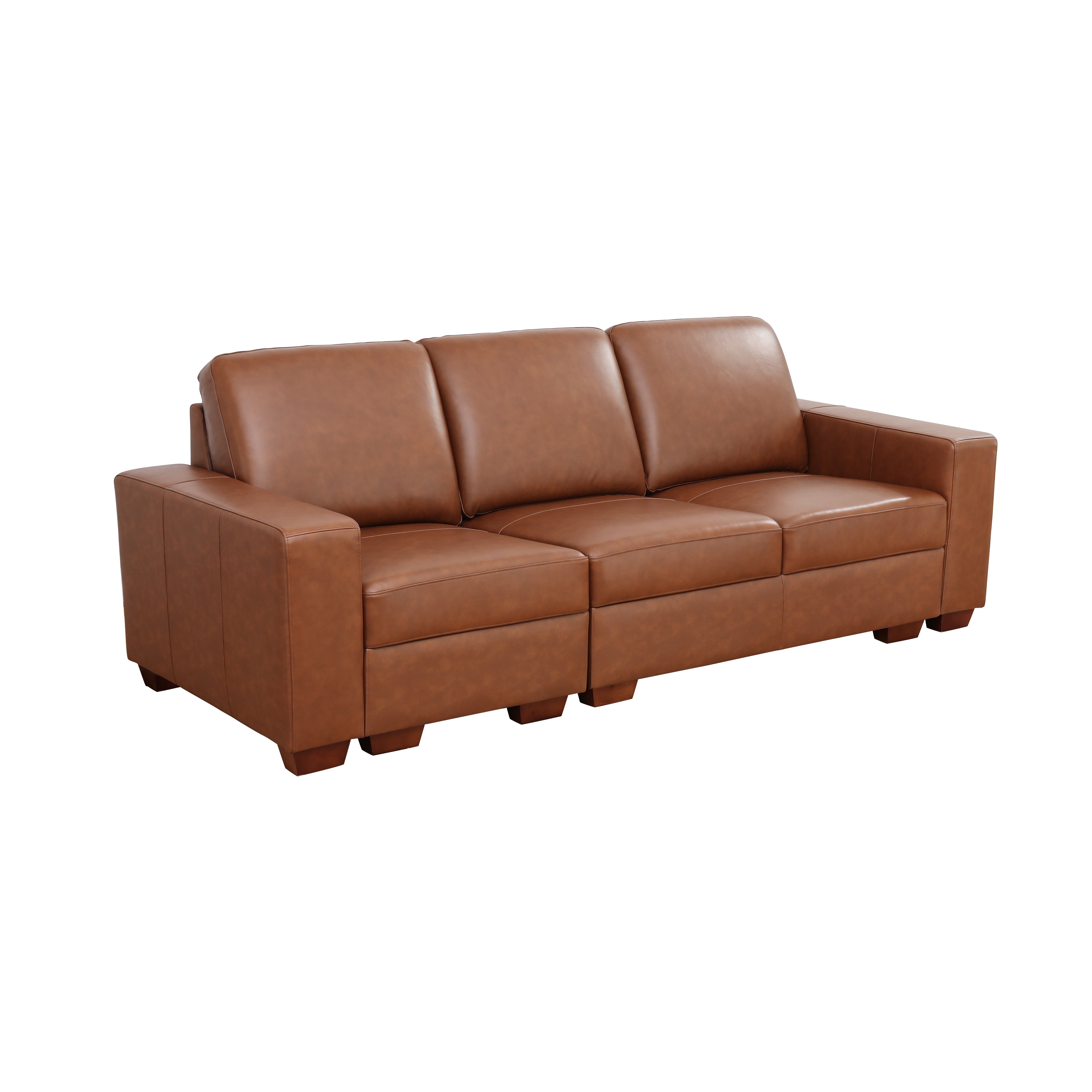 Conjunto de sofá y silla 3+2 en piel de vaca marrón de Ainehome 