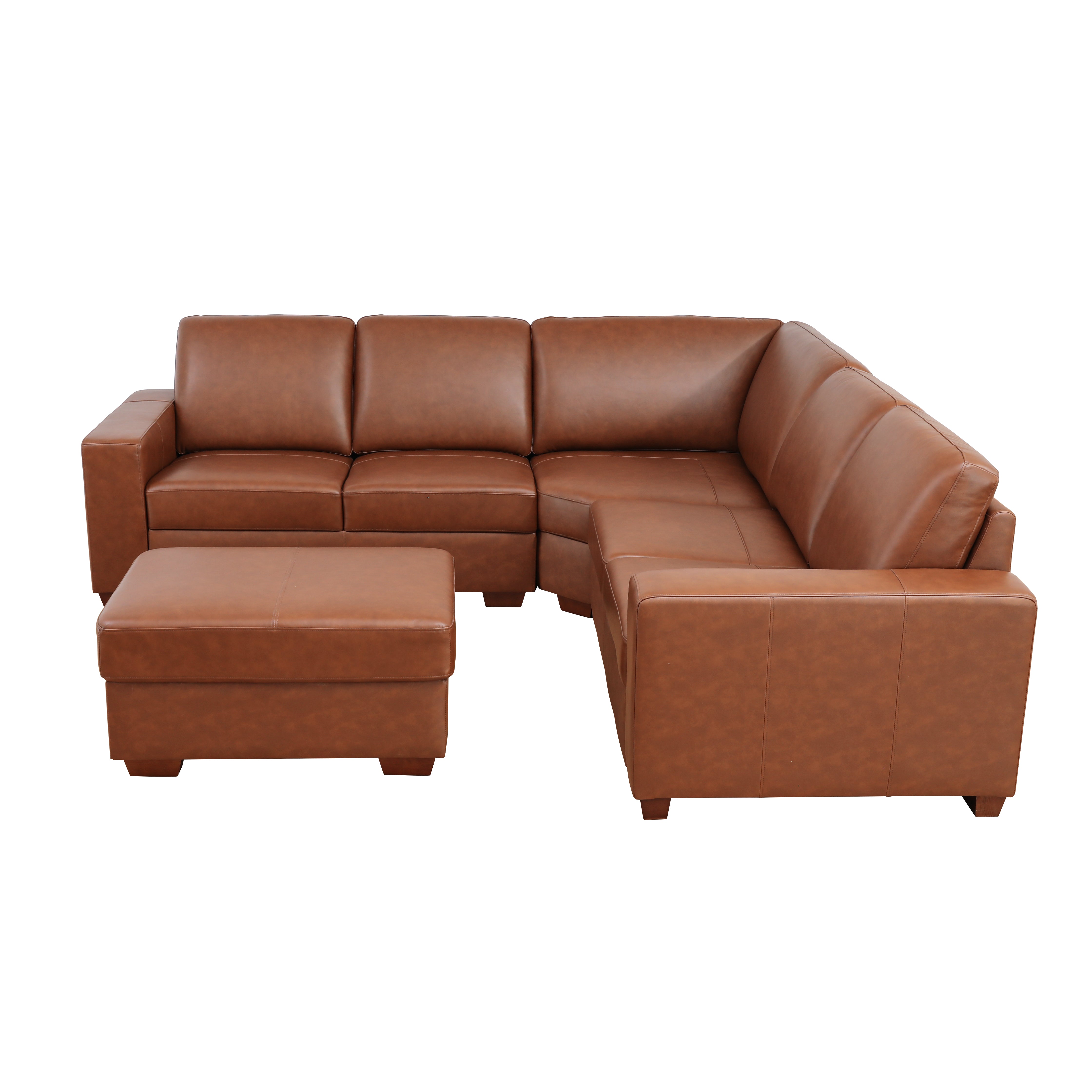 Ainehome Brown Top Cowhide 5 Position Sofa and Chair Set