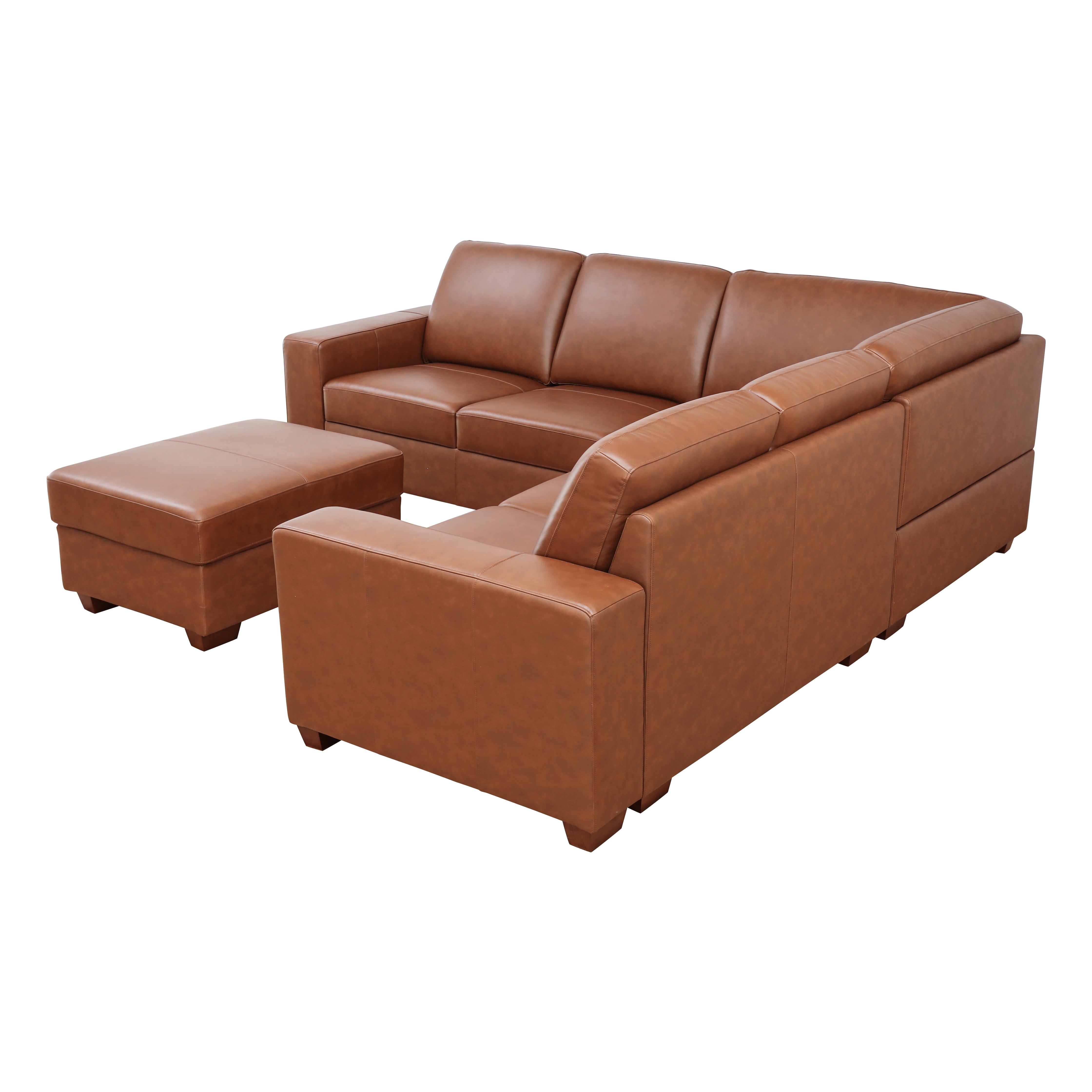 Ainehome Brown Top Cowhide 5 Position Sofa and Chair Set
