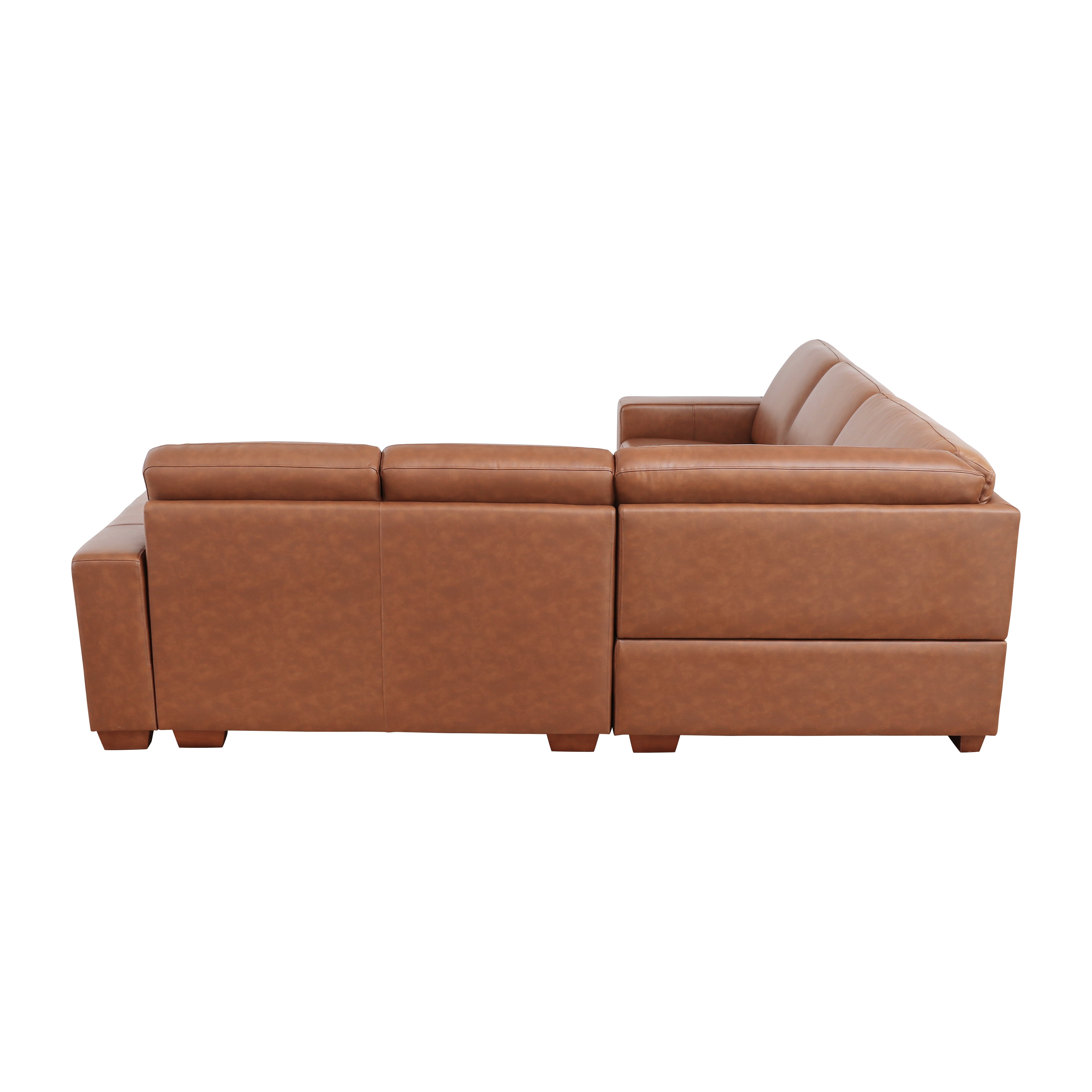 Ainehome Brown Top Cowhide 5 Position Sofa and Chair Set