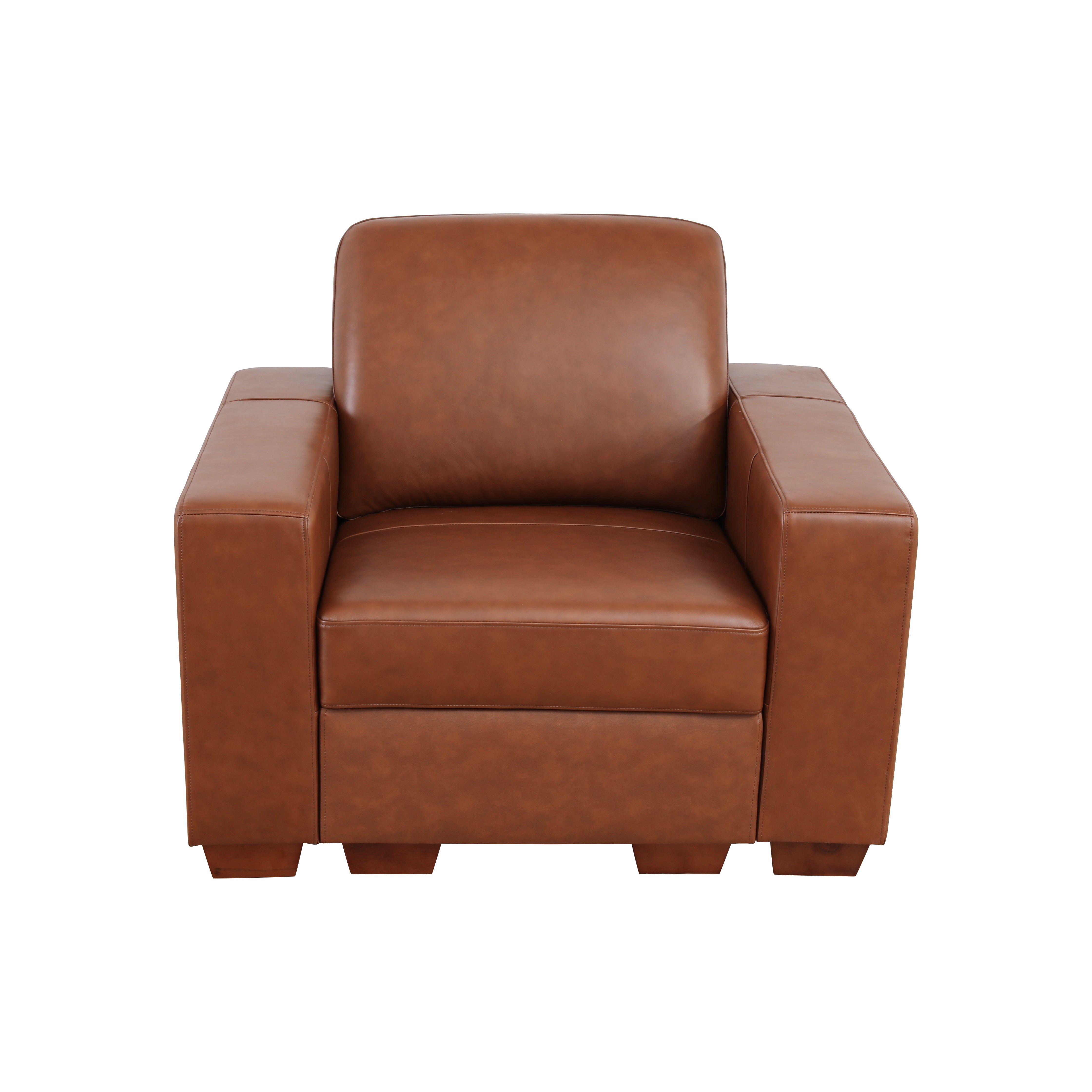 Conjunto de sofá y silla 2+2+1 de piel de vaca marrón de Ainehome 