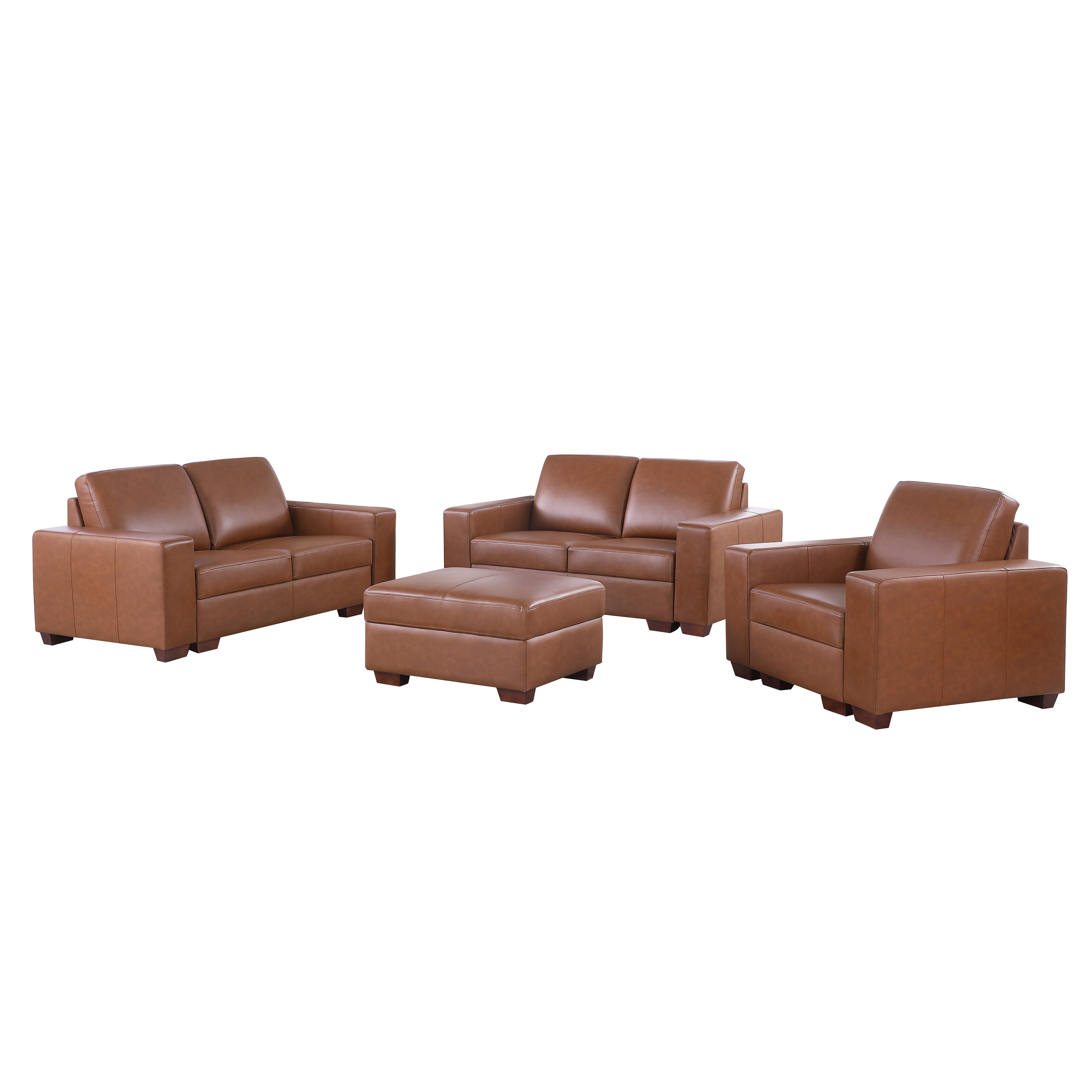 Ainehome Brown Top Cowhide 2+2+1 Combo Sofa and Chair Set