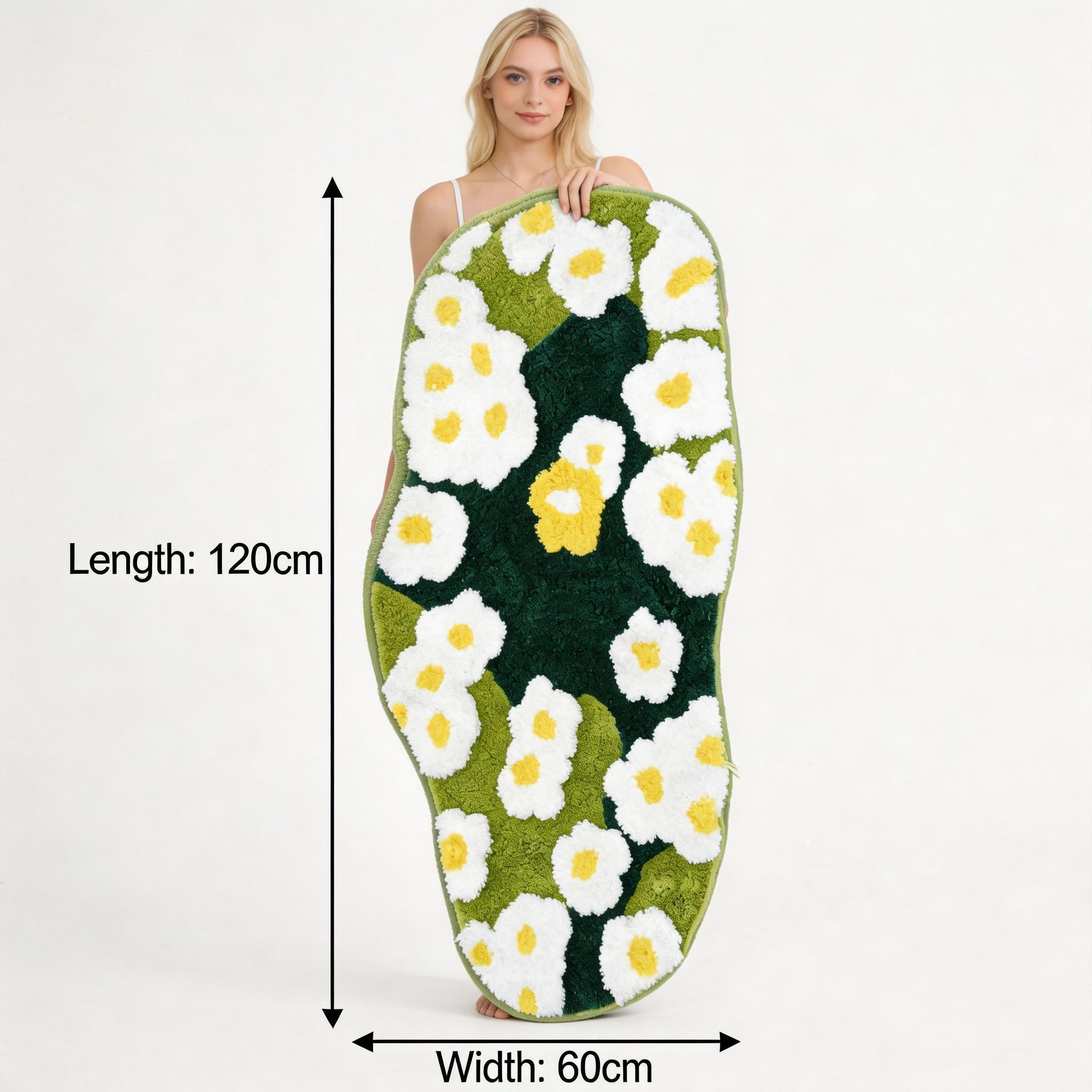 Green moss and fresh floral flocked rug for living room, coffee table, bedroom, bedside rug, thickened non-slip floor mat/foot mat.