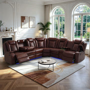 VIP Red Breathing Leather 3-Piece Living Room Recliner Sofa set