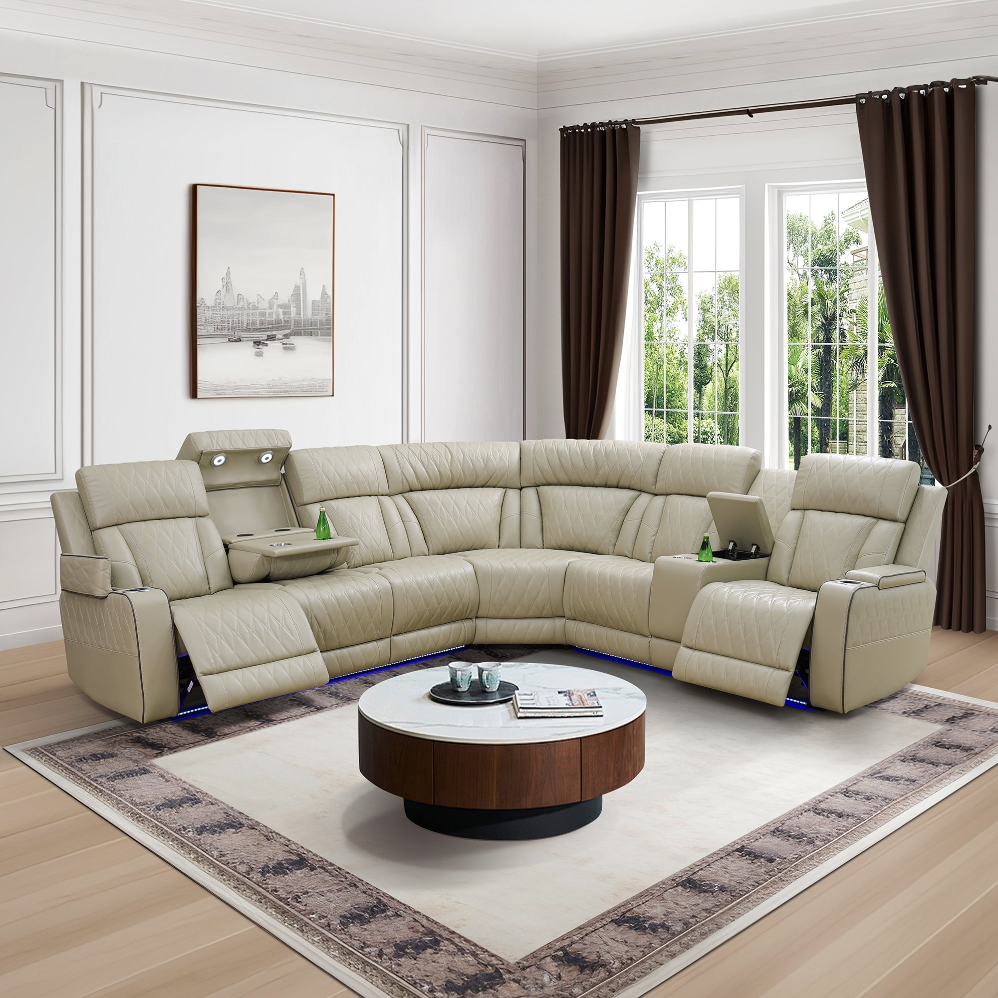 Breathable Leather Living Room 3-Piece Sofa Set